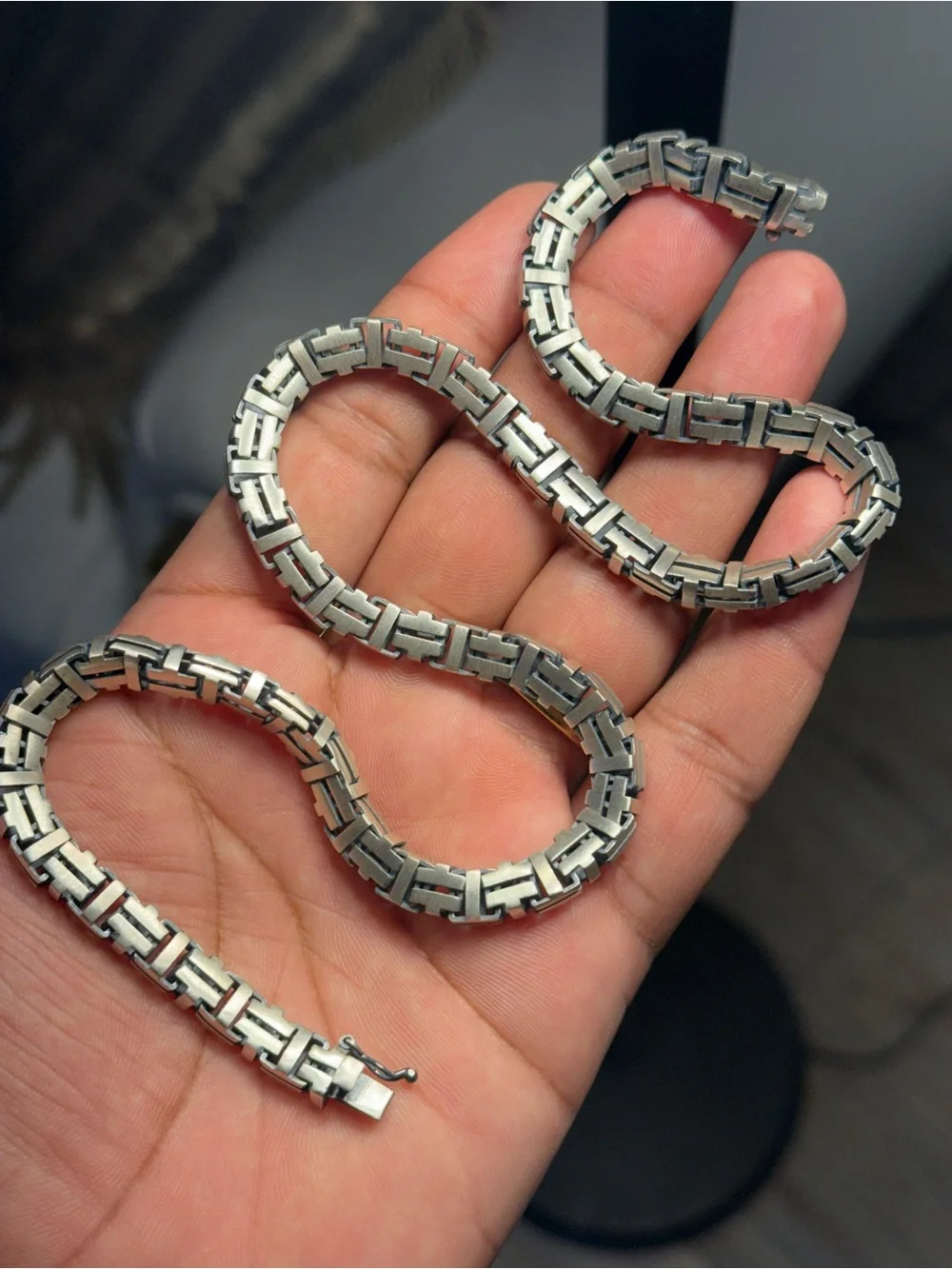 925 Sterling Silver Handmade Byzantine Chain Necklace 20” 7.05mm 50.44g Unisex